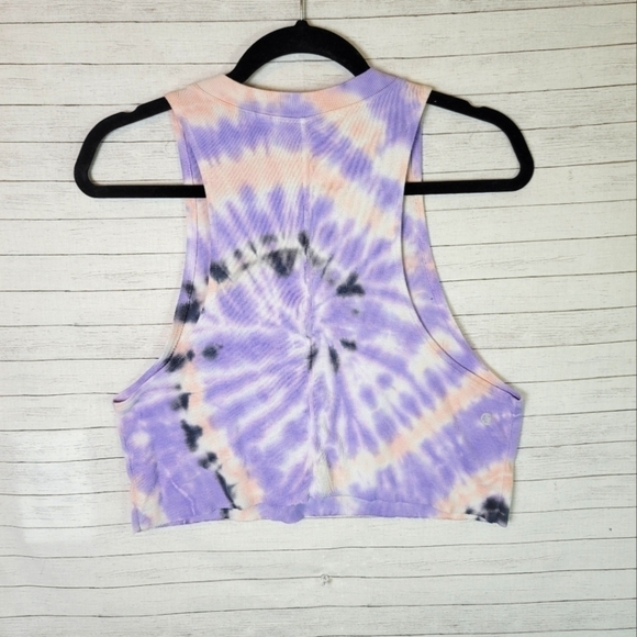 ALL ACCESS PURPLE & LIGHT ORANGE TIE DYE RIBBED CROP TOP, SZ MEDIUM - Picture 9 of 9